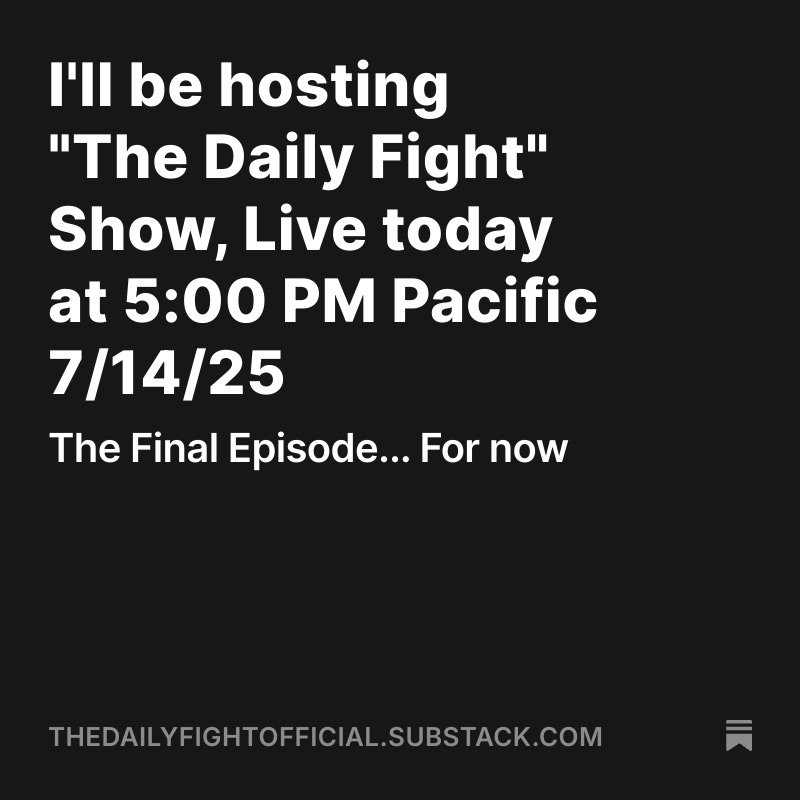 WhyWeFight2020's tweet image. Follow the links in our Substack link below
Show will also be live here on X.
open.substack.com/pub/thedailyfi…