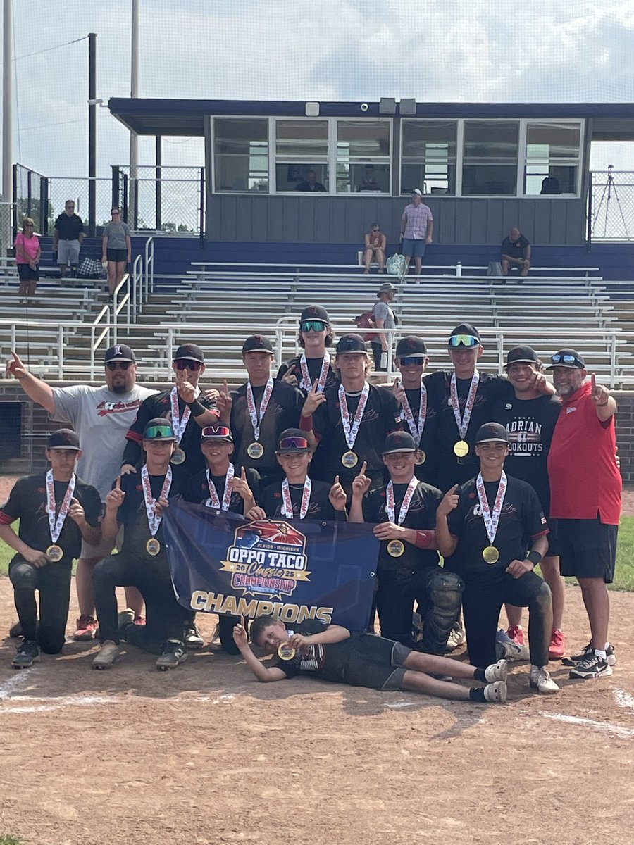 Congratulations to the <a href="/adrianlookouts/">Adrian Lookouts</a> 15u squad for bringing home the 2025 Oppo 🌮 Classic championship! Showed grit all weekend.  Great job players and coaches!