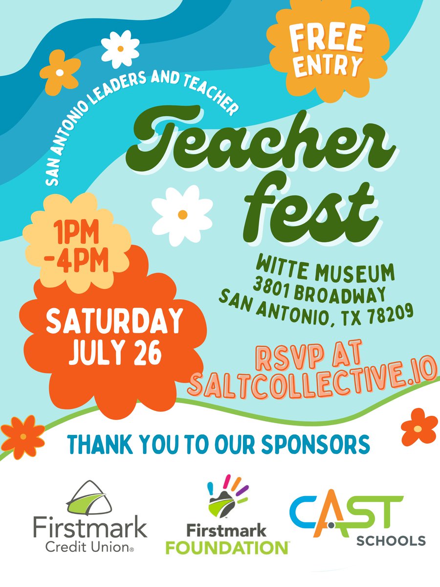 FirstmarkCU's tweet photo. Firstmark and the @firstmark_fdn are proud sponsors of @SALT_educator's #TeacherFest2025. π₯³
Educators, don't miss this fun teacher-centric event! π
Register today at: https://t.co/O8eoggr4UV
#SupportingTeachers #SupportingEducators
#FirstmarkFoundation #FirstmarkCU https://t.co/vbSL2S7VXX