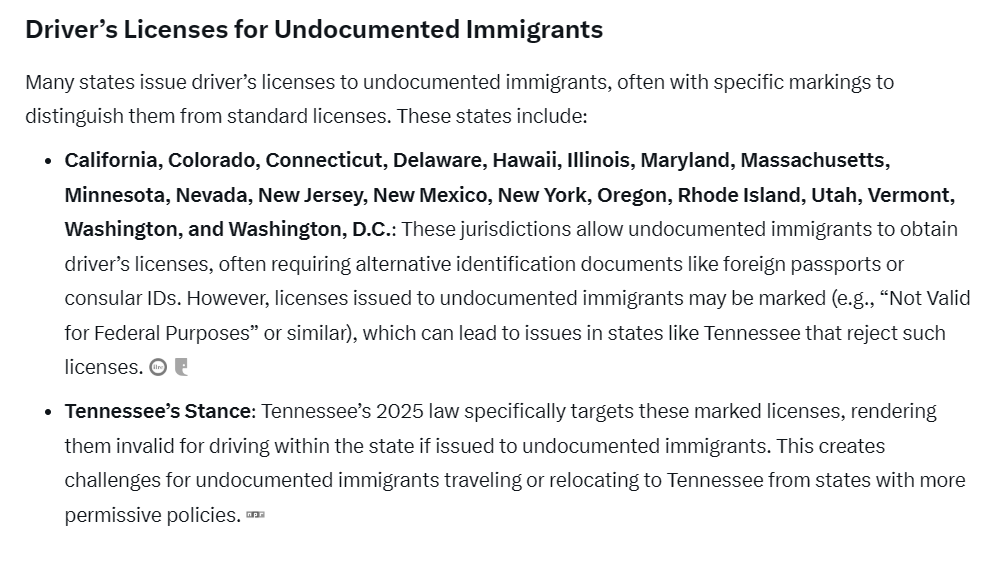 Rather than saying the same thing 5K times in various posts I've made to those who are raising hell about TN's new law on not accepting DL's from other states I got 2 things for you. 
Juan, tough 💩it's signed into law. 
Two, here is more info for you. Be blessed liberals✌️