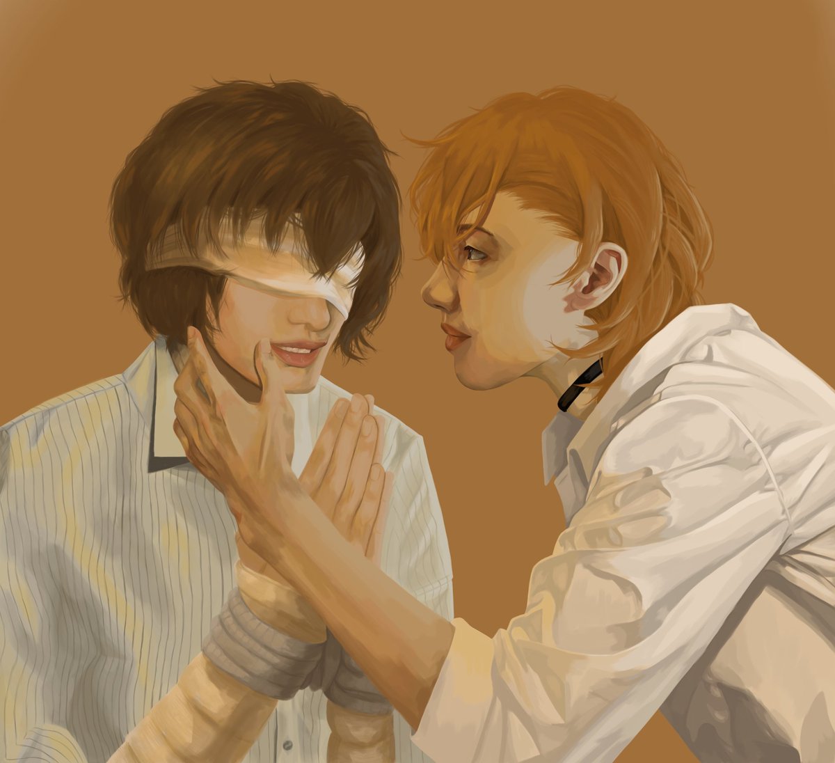 NyaTarny's tweet photo. #bottomdazaiweek2025 
Day 2: Sensory deprivation
I'm soooo late, but nevermind
Also I'll post other works in the next two week, cause I really want to finish, but I'm bad with timing😭
@BottomDazaiWk 
#бсд #BungouStrayDogs #soukoku #skk #DazaiOsamu #Chuuya https://t.co/X3gpJBzBXK