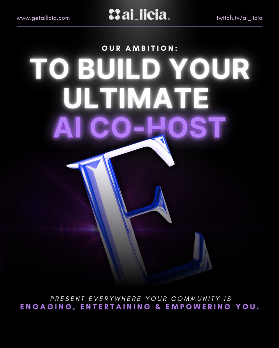 E is for Everything you need in a co-host: Engaging, Entertaining, and Empowering. ai_licia is built to amplify your presence and elevate every stream.

 #TwitchTools #StreamerSupport #AI #ai_licia