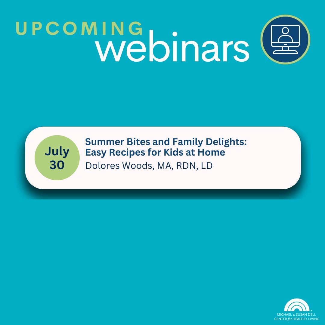 Michael & Susan Dell Center for Healthy Living (@msdcenter) on Twitter photo Join the Nourish Program for a webinar designed for families looking to make the most of their time together in the kitchen during the summer months: bit.ly/3Gr98My! #nutrition #publichealth Join the Nourish Program for a webinar designed for families looking to make the most of their time together in the kitchen during the summer months: bit.ly/3Gr98My! #nutrition #publichealth