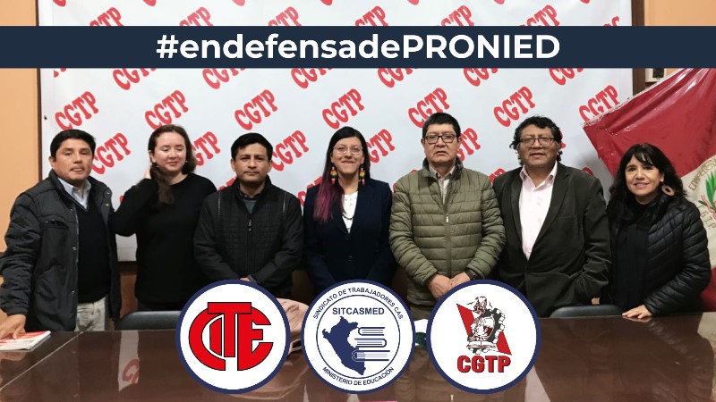 El día de hoy el SITCASMED ha dialogado con CITE y CGTP para realizar acciones en defensa de PRONIED, programa de infraestructura educativa que fue amenazado de extinción en mayo por el Gobierno.