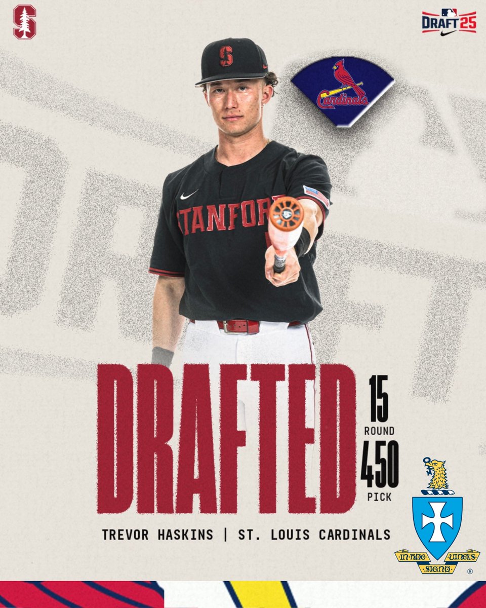 ICYMI- Congratulations to Trevor Haskins, STANFORD 2025 on being drafted in the <a href="/MLB/">MLB</a>  by the <a href="/Cardinals/">St. Louis Cardinals</a>! We look forward to your continued success in the MLB. In Hoc 🤝 #MLBDraft