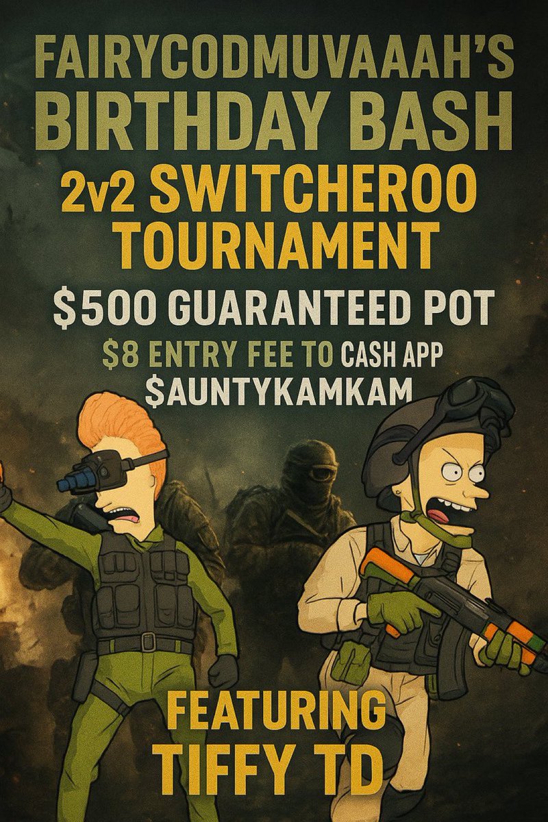 2V2 REBIRTH SWITCH - 7/19 @3pm EST
$8 entry / $500 GTD 

*pot went to $1,000 last time 

forms.gle/gPpnGLmy9R7Tym…