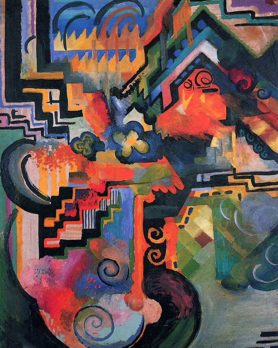 mackeaugust's tweet image. Colored composition (Hommage to Johann Sebastian Bachh) #artbots #macke