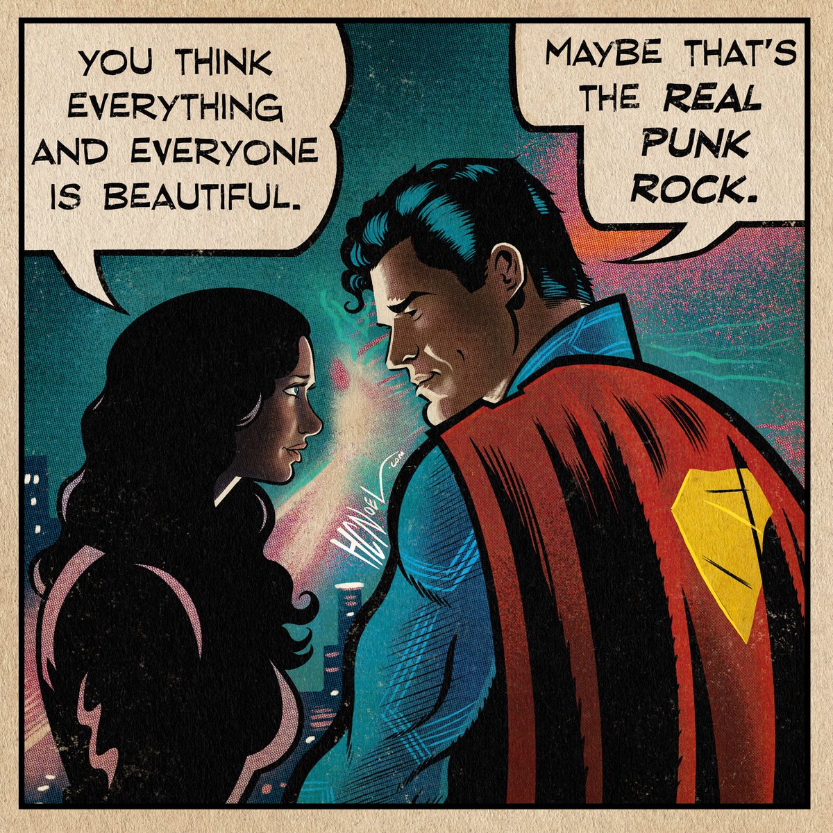 hcnoel's tweet image. Kindness is the new punk rock. 🎸 inspired by @JamesGunn @Superman #Superman #SupermanMovie