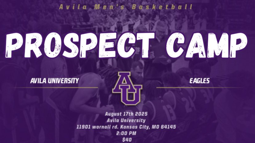 On the hunt for Future Eagles at this years Prospect Camp!! 

Games will be filmed, stated and have player spotlights! 
 
Boys Grades 9th-12th
$40 entry fee
Camp T-shirt 

Please use this link to sign up: eventbrite.com/e/2025-avila-p…

#AvilaFirst /// #AUEagles