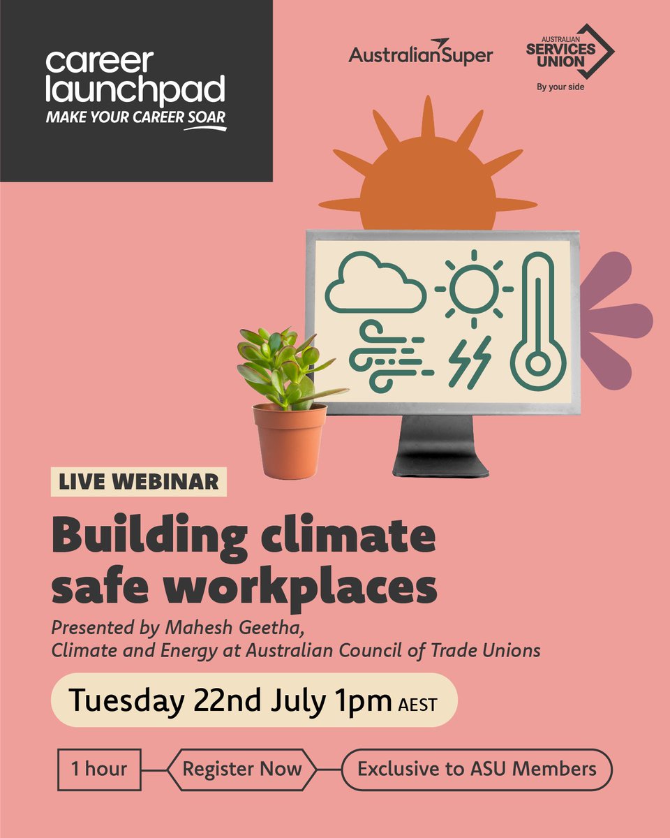 Climate change is already shaping our workplaces. Find out how to push for protections in this free one-hour webinar, exclusive to ASU members.

Register here: bit.ly/4l4BWJF