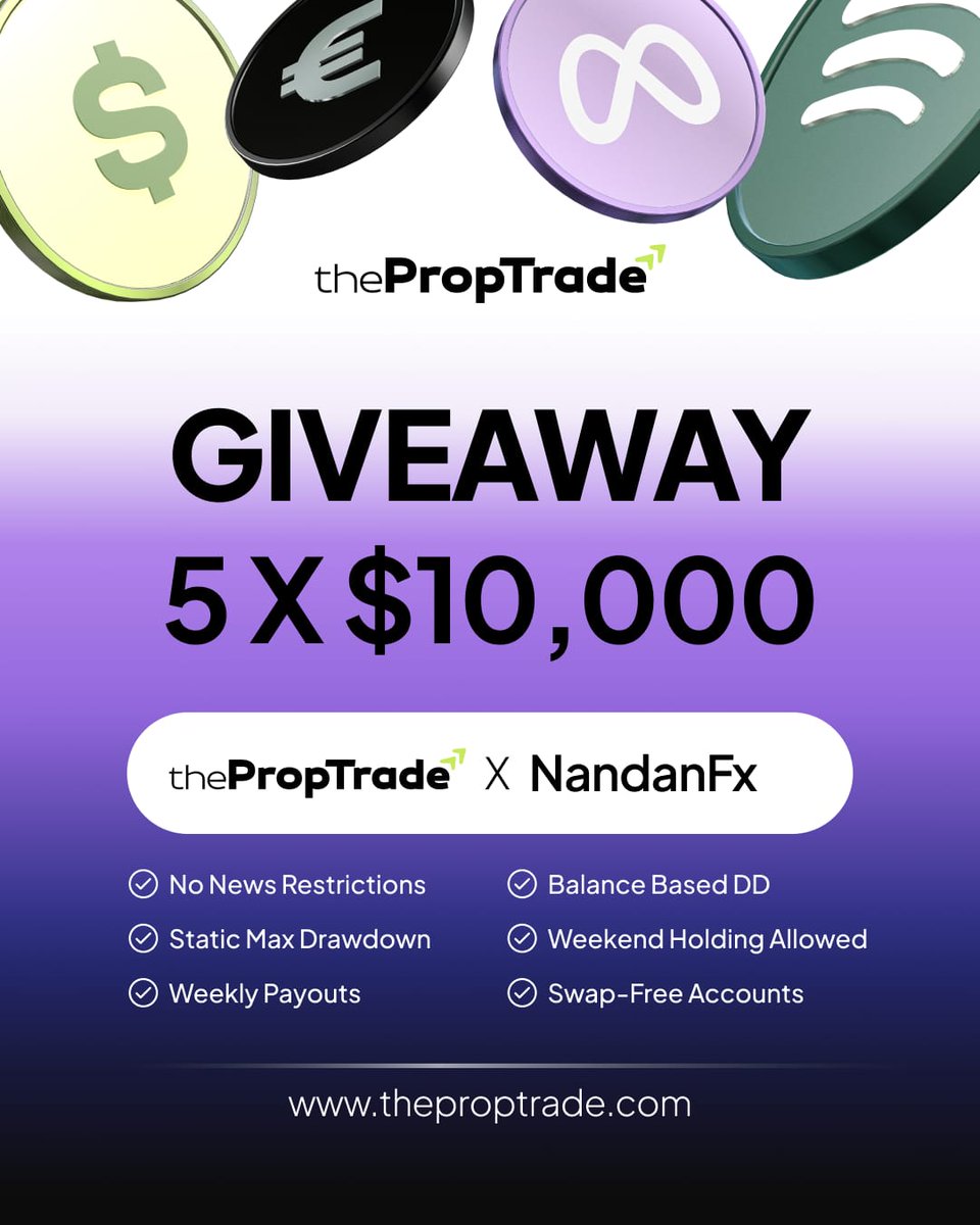 ThePropTrade X NandanFx 10x$5000 Giveaway💯
1️⃣Buy Any Account Using Partner's link- shorturl.at/OHPIU
2️⃣Fill this form(after buying) - forms.gle/HbQ8nkQbqfp8sJ…
3️⃣Repost
4️⃣Follow-(<a href="/thePropTrade/">thePropTrade.com</a> <a href="/Abhinandanfx/">Nandan Fx</a> )
Winners Selection on Discord Only - discord.gg/fBaqgxX2vV