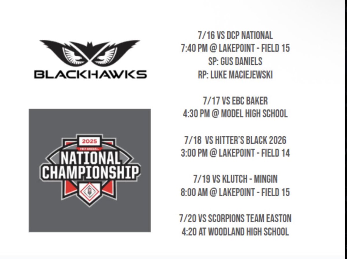 Gus Daniels (@danielsgus28013) on Twitter photo 2026 Uncommitted 6’7 RHP T89
I will be starting pitching this week at the PBR national championship on 7/16 @ 7:40PM at LakePoint Field 15
Also will be throwing in relief on 7/20 @ 4:20pm at Woodland Highschool
<a href="/CBCmidwest2026/">CBC Marucci Midwest 17U</a> <a href="/PrepBaseOHScout/">Prep Baseball Ohio Scouting Coverage</a> 2026 Uncommitted 6’7 RHP T89
I will be starting pitching this week at the PBR national championship on 7/16 @ 7:40PM at LakePoint Field 15
Also will be throwing in relief on 7/20 @ 4:20pm at Woodland Highschool
<a href="/CBCmidwest2026/">CBC Marucci Midwest 17U</a> <a href="/PrepBaseOHScout/">Prep Baseball Ohio Scouting Coverage</a>