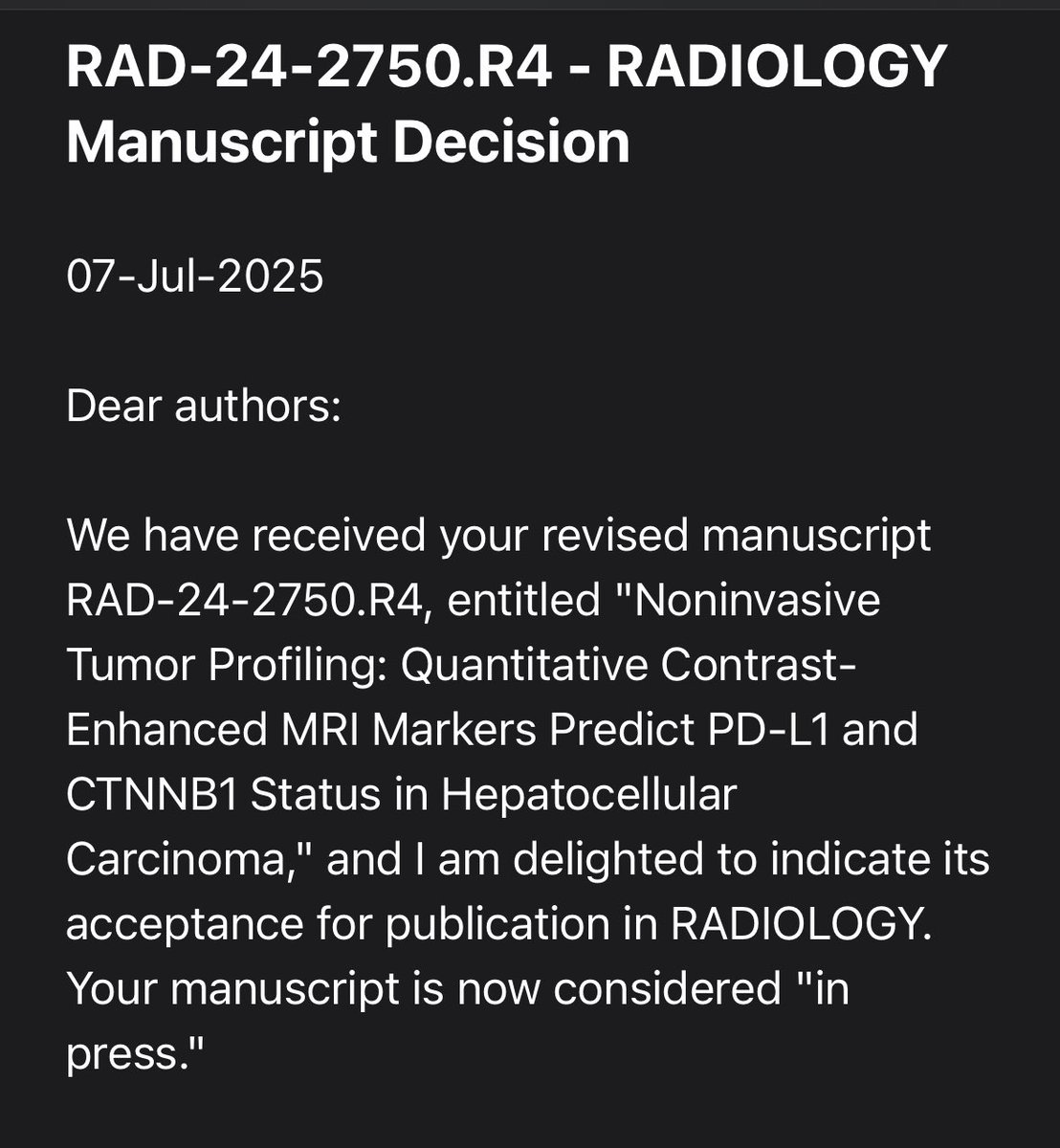 I can’t wait to share this study with the #HCC community. It took us 4 years to collect, 1 year to write, submit and revise with a lot of help from editors and reviewers at <a href="/radiology_rsna/">Radiology</a> ! First author Nick Matuschewski and the entire team of co-authors are heroic. Huge kudos