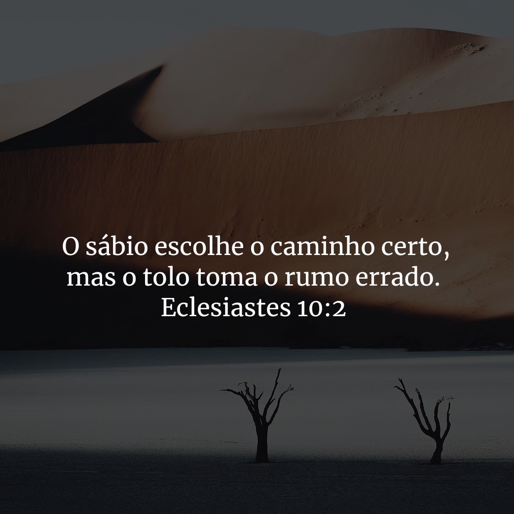 O sábio escolhe o caminho certo, mas o tolo toma o rumo errado.

Eclesiastes 10:2