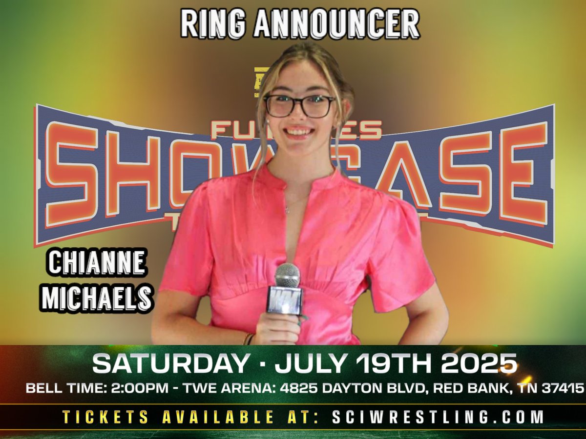 SCI Tickets are on sale now (@scitournament) on Twitter photo The <a href="/WrestleACTION1/">ACTION Wrestling</a> Futures Showcase Tournament on Saturday at 2pm at the <a href="/TWE_Chattanooga/">TWE Chattanooga</a> Arena is not just a chance for us to show you some of the top up and coming WRESTLERS....
We welcome Chianne Michaels as our ring announcer this year! The <a href="/WrestleACTION1/">ACTION Wrestling</a> Futures Showcase Tournament on Saturday at 2pm at the <a href="/TWE_Chattanooga/">TWE Chattanooga</a> Arena is not just a chance for us to show you some of the top up and coming WRESTLERS....
We welcome Chianne Michaels as our ring announcer this year!