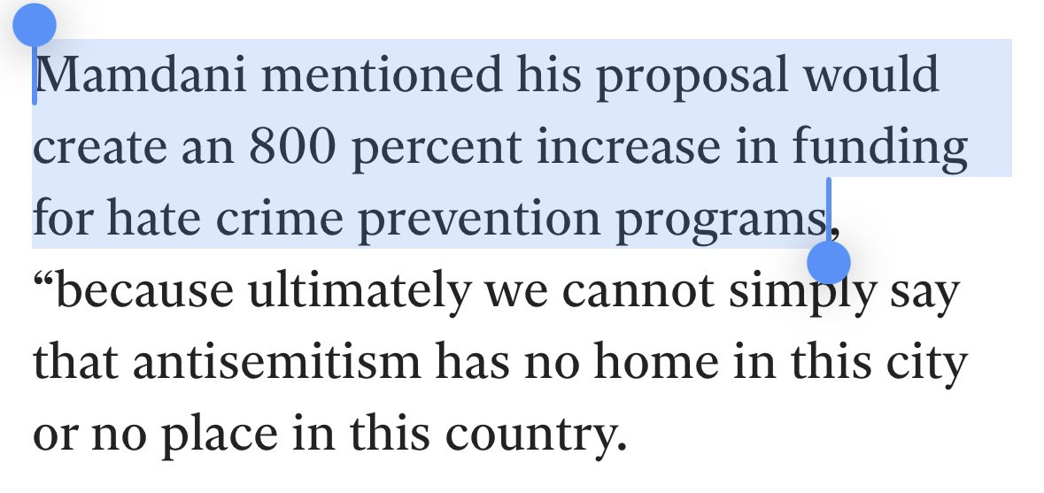 1) It’s simply racist to keep claiming that electing a Muslim person will endanger Jewish people

2) Zohran is the one proposing the most robust anti-hate crime policies to combat bigotry like antisemitism, and it’s not even close.