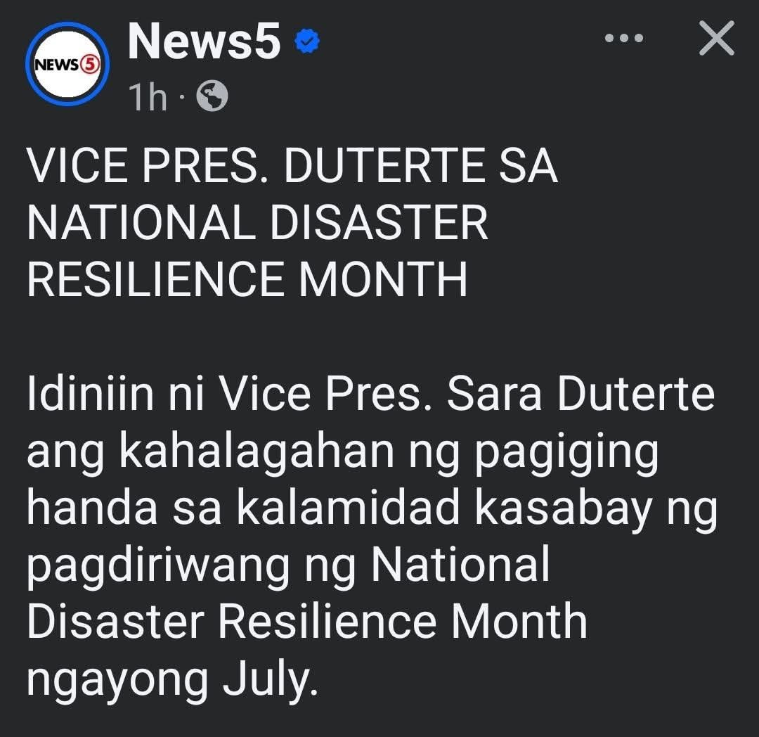 Matagal na kaming handa sa mga NATIONAL DISASTERS - like you, Madumb Sara Tralala.  Ikaw ang worst national disaster since that tumultuous, disastrous reign of terror by your father.  Magkasunod kayong disasters ng ama mo, sa totoo lang.