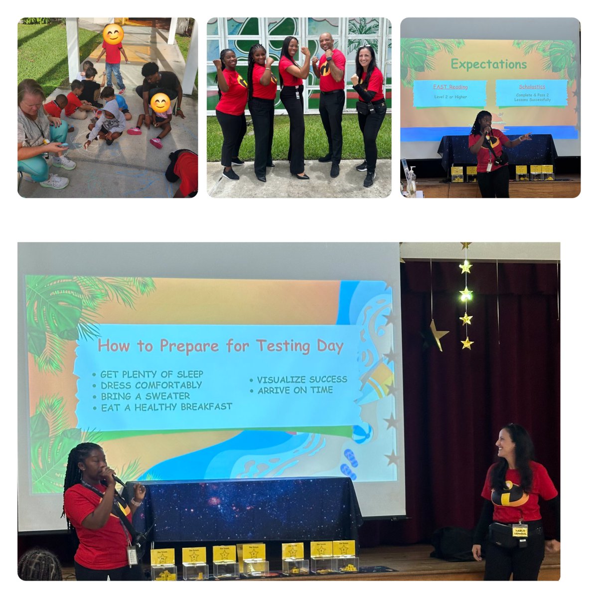 choudlyne's tweet photo. 🌟 Our Incredibles are on a mission! 
From sidewalk chalk fun to superhero teamwork and a stellar testing prep rally, our team is setting students up for SUCCESS! 

✅ Expectations set
🎯 Strategies shared
🦸‍♀️ Powered by positivity
Let’s get ready to rock the test.
#TestingPrep https://t.co/R2ijLqRGWr