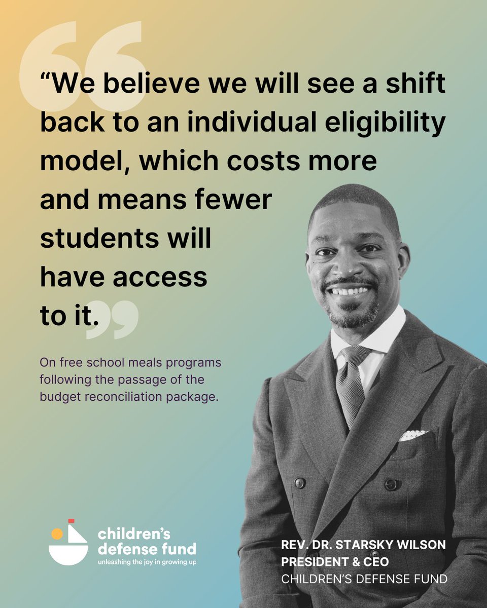 ChildDefender's tweet image. The recently-passed budget reconciliation bill could soon threaten food access for our children.
@RevDrStarsky spoke to @The74 about what may come next and what must be done.
Read more: bit.ly/3GP8CI6