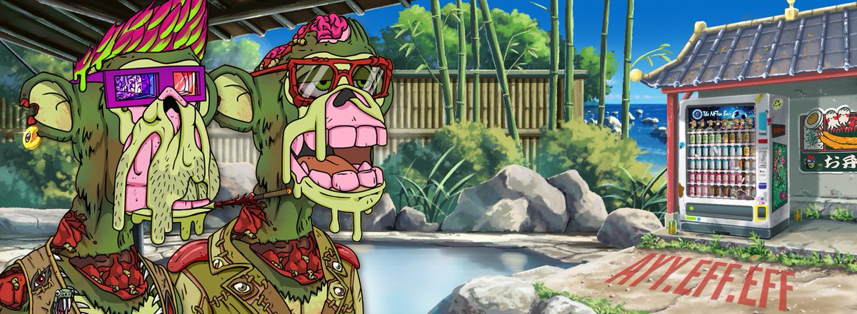 ayyeffeff's tweet image. New Banner courtesy of the homie @drdavecoin
Thanks for introducing new flavors on the reg! @KazeCreations came through with an unrevealed piece that turned out to be a jungly bath house by the ocean.
Perfect for me and my Dudes to spend the day huntin brains! LFG!