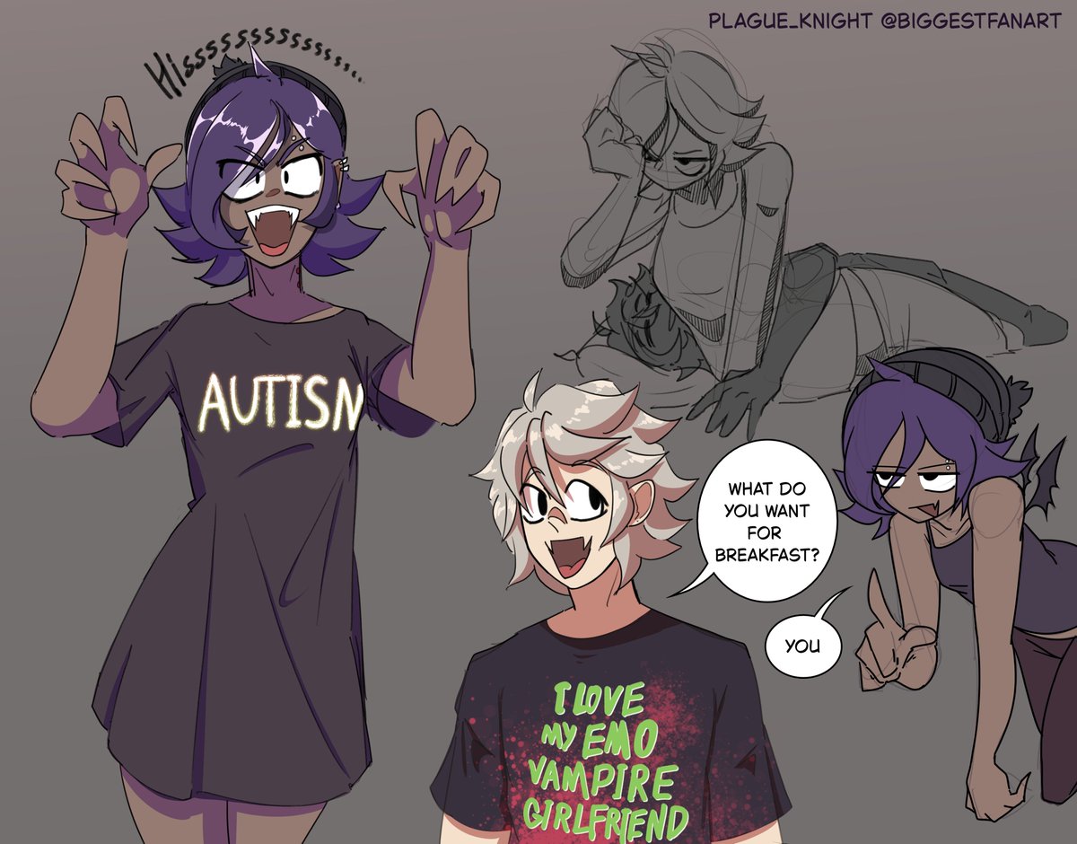 Thank you  for the 11K likes, I have a lot more gothic emo vampire ideas for these two!
#murderdrones #Nuzi