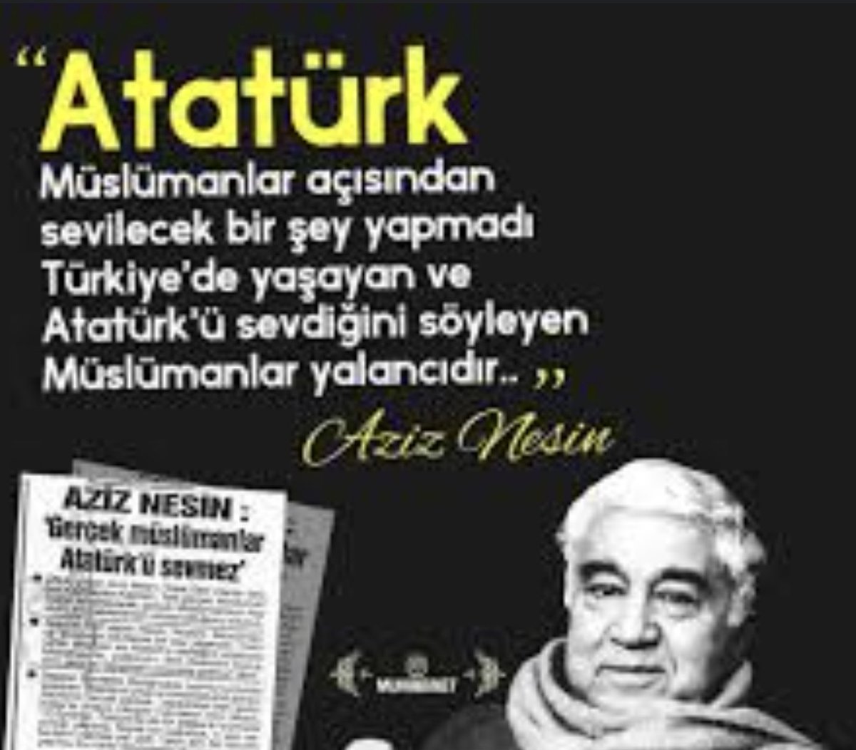 <a href="/sabriamcaparodi/">Sabri Amca (caps)</a> <a href="/dk_imamoglu/">Dilek Kaya İmamoğlu</a> na cevaben ayni aziz nesin arkadan surekli poz verdirdigin atatürk'e de 2 cift soz soylemis yani senin kocayin partiyin nasil bir firildak nasil bir omurgasiz oldugunuzu acik acik soylemis bu adamida zerre sevmem ama o bile sizin kim oldugunuz u izah etmis