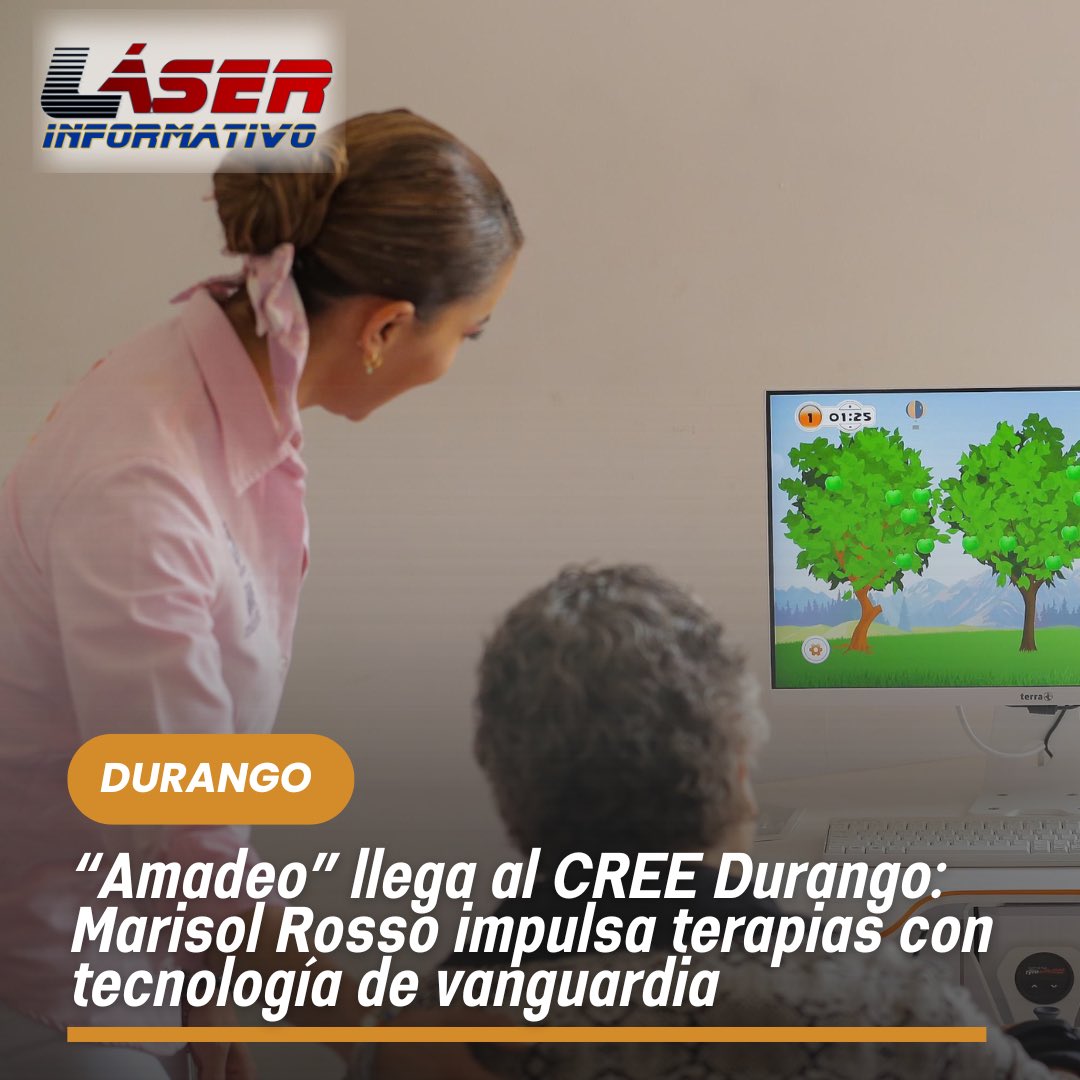 LaloSerranoZ's tweet image. #LaserInformativo

#Durango|| “Amadeo” llega al CREE Durango: Marisol Rosso impulsa terapias con tecnología de vanguardia

La presidenta del @DIF_Durango , @Marisol_rosso , presentó “Amadeo”, un moderno dispositivo de rehabilitación robótica que ya opera en el CREE Durango para…