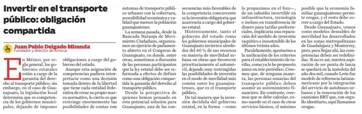 Juan Pablo Delgado (@jpablo_delgado) on Twitter photo 🚨 Transporte público NO es un lujo, es un DERECHO.
Pero mientras gobiernos en #Guanajuato se hacen ojo de hormiga, millones siguen atrapados en traslados eternos y peligrosos.
Mi nueva columna en <a href="/periodicoam/">Periódico AM Noticias</a> 🚌👇
am.com.mx/opinion/2025/7… 🚨 Transporte público NO es un lujo, es un DERECHO.
Pero mientras gobiernos en #Guanajuato se hacen ojo de hormiga, millones siguen atrapados en traslados eternos y peligrosos.
Mi nueva columna en <a href="/periodicoam/">Periódico AM Noticias</a> 🚌👇
am.com.mx/opinion/2025/7…