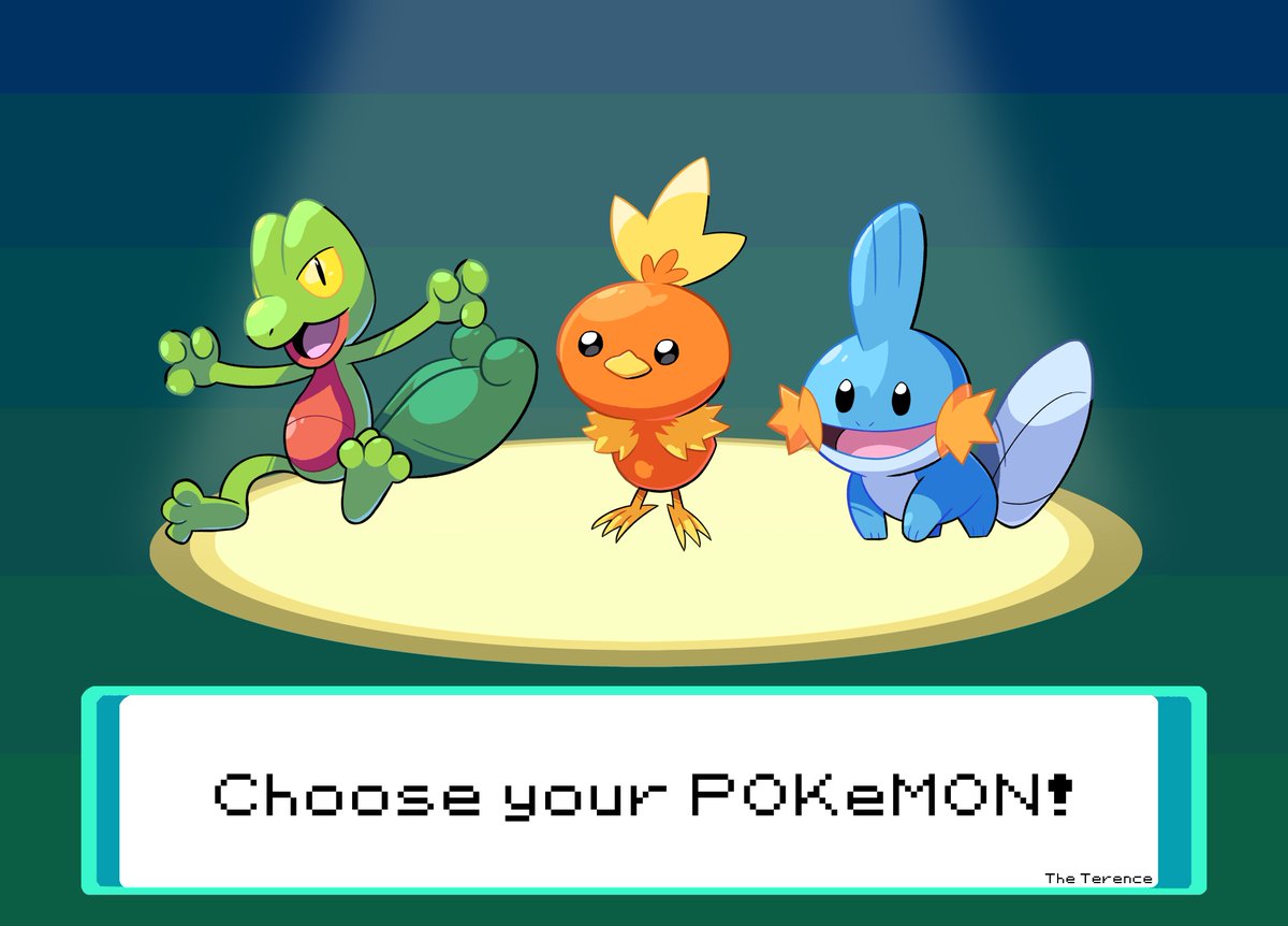 TheTerence94's tweet image. Hoenn Starters 🍃Treecko, 🔥Torchic and 🫧Mudkip!
Who is your favorite?
#Pokemon
