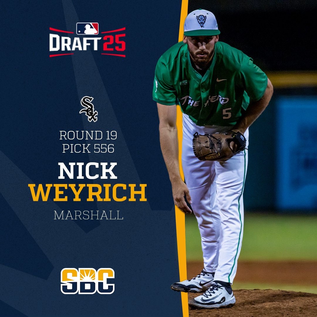 Sun Belt (@sunbelt) on Twitter photo 𝗡𝗜𝗖𝗞 𝗪𝗘𝗬𝗥𝗜𝗖𝗛.
With the 556th pick in the 2025 <a href="/MLB/">MLB</a> Draft, the <a href="/whitesox/">Chicago White Sox</a> select <a href="/WeyrichNicholas/">Nicholas Weyrich</a> of <a href="/HerdBaseball/">Marshall Baseball</a>. ☀️⚾️ 𝗡𝗜𝗖𝗞 𝗪𝗘𝗬𝗥𝗜𝗖𝗛.
With the 556th pick in the 2025 <a href="/MLB/">MLB</a> Draft, the <a href="/whitesox/">Chicago White Sox</a> select <a href="/WeyrichNicholas/">Nicholas Weyrich</a> of <a href="/HerdBaseball/">Marshall Baseball</a>. ☀️⚾️