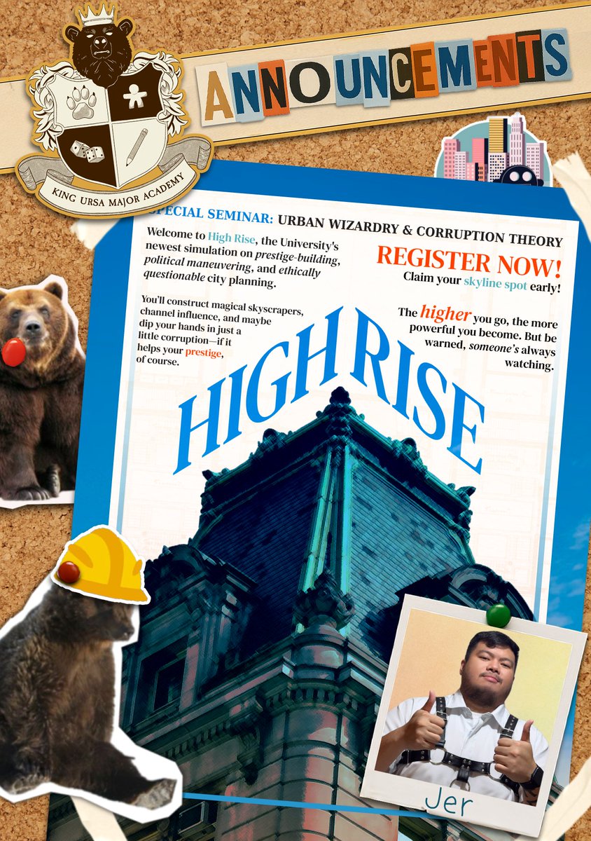 Bbg_ph's tweet image. SPECIAL SEMINAR: Urban Wizardry &amp;amp; Corruption Theory

Build magical skyscrapers. Gain influence. Maybe dip into some corruption. Prestige awaits—but someone’s always watching.

🗓️ July 20
⏰ 2–4PM &amp;amp; 6–8PM
🎲 GM: Jer

Sign up here: forms.gle/KgQ2gUqJUnQiBF…

#BBG5 #UrbanWizardry