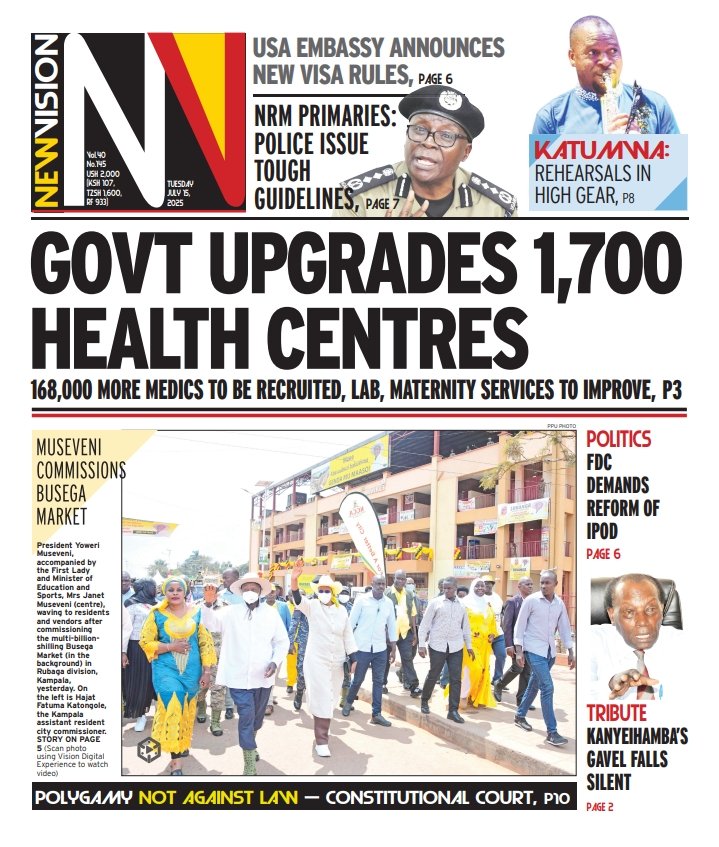 StuartYiga's tweet image. Grab your #TUESDAY copy now!
@BarbaraKaija @MlLefranc @newvisionwire @nyamadon @igp_ug1 @tvwestUG @JudiciaryUG @Parliament_Ug @FDCOfficial1 @PoliceUg @kampalasfinestt @MukiibiH_NV @FelixOsike @IsaiahKatumwa @Thomas_Tayebwa @AnitahAmong @R_Nabbanja