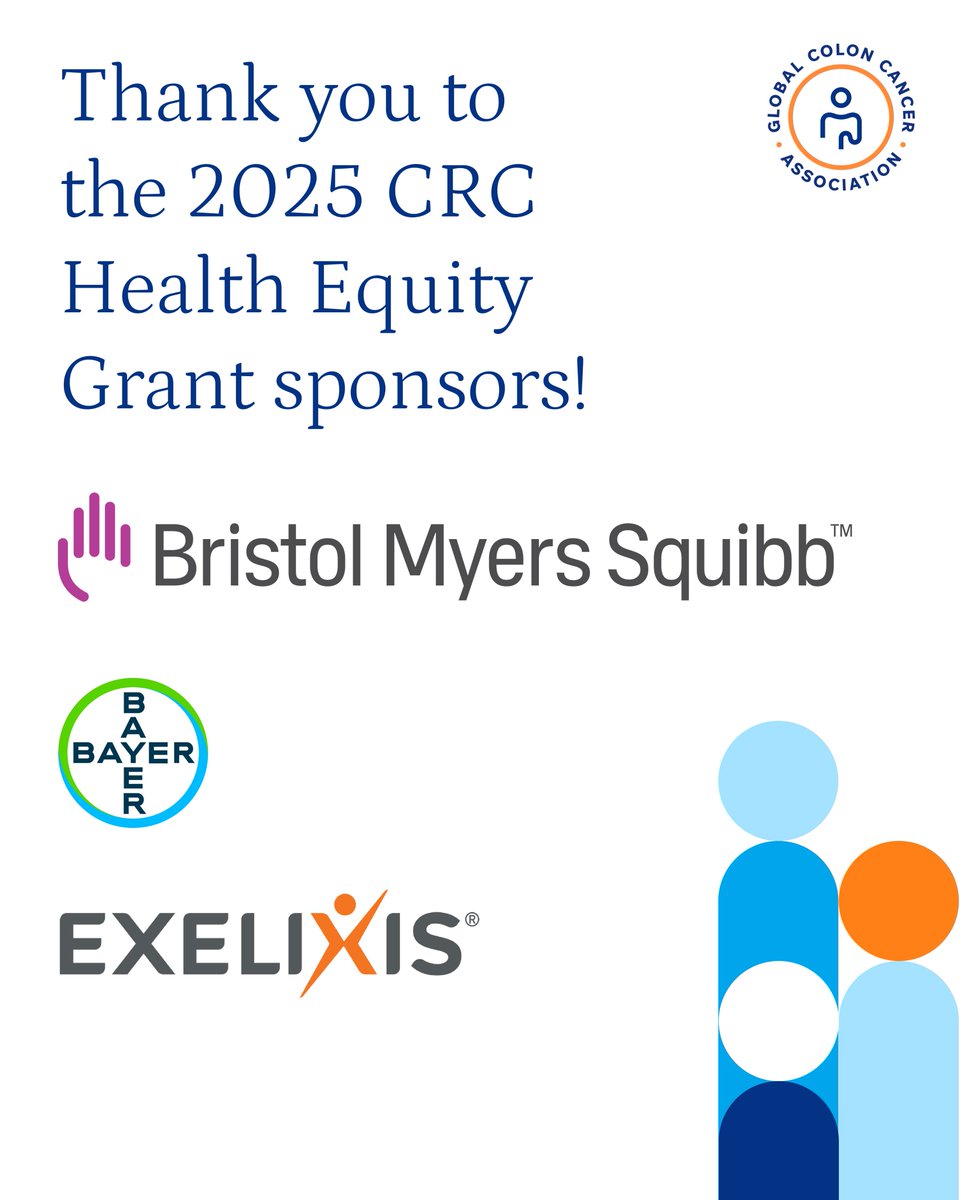 GlobalCRC's tweet image. We are proud to announce the 12 recipients of GCCA’s 2025 CRC Health Equity Grants.
Thank you to @bmsnews Bristol Myers Squibb, @Bayer , and @ExelixisInc for their sponsorship of the 2025 CRC Health Equity Grants!
For more about the 2025 CRC Health Equity Grant projects,…