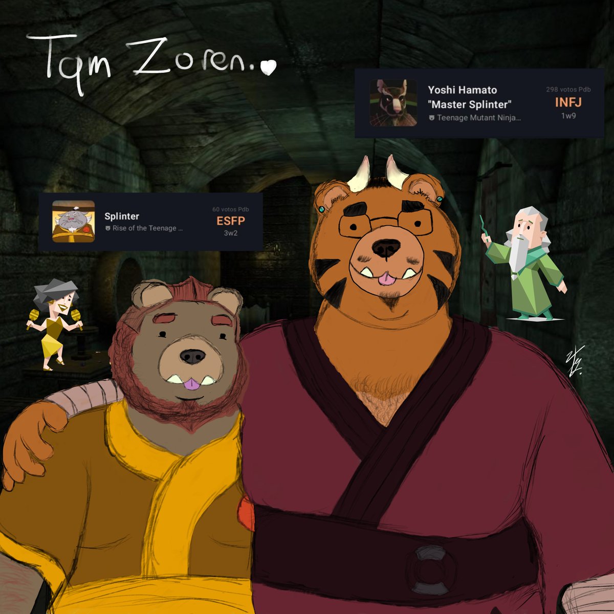 The best way I have to try to make new friends is to give them a drawing, and now that I want to practice more my digital drawing this was the perfect occasion, a little late but it is the birthday gift to <a href="/Rick_Zoren/">🔶 ZOREN 🔶</a> #furryart #bears #mbti #tmmt
