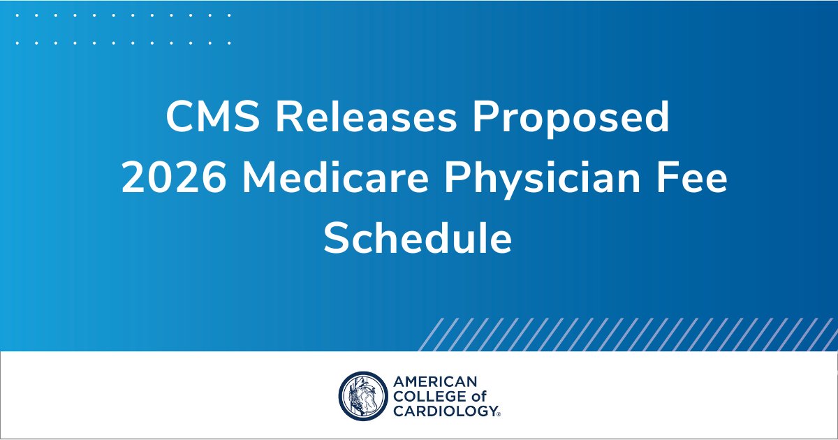 Cardiology's tweet image. #ACCAdvocacy has summarized key provisions from the proposed 2026 Medicare Physician Fee Schedule, released earlier today. Read more ➡️ bit.ly/4lwtS4K