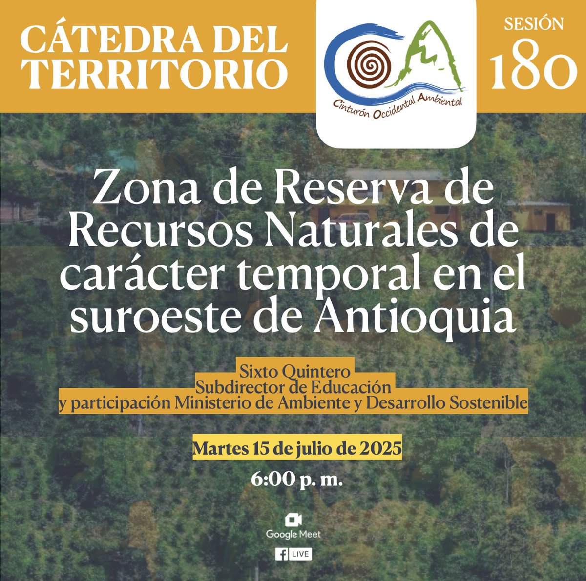 COA (@coaterritorio) on Twitter photo #CátedradelTerritorio| ¿sabe que son las zonas de reserva de recursos naturales temporales? ¿Qué relación tienen exclusión de proyectos mineros? Les esperamos en nuestra sesión 180
Somos #SuroestedeAntioquia
Somos #TerritoriosSagradosparalaVida
<a href="/MCarvajalinoV/">Martha Carvajalino</a> <a href="/LenAmazonas/">Lena Estrada Añokazi</a> #CátedradelTerritorio| ¿sabe que son las zonas de reserva de recursos naturales temporales? ¿Qué relación tienen exclusión de proyectos mineros? Les esperamos en nuestra sesión 180
Somos #SuroestedeAntioquia
Somos #TerritoriosSagradosparalaVida
<a href="/MCarvajalinoV/">Martha Carvajalino</a> <a href="/LenAmazonas/">Lena Estrada Añokazi</a>