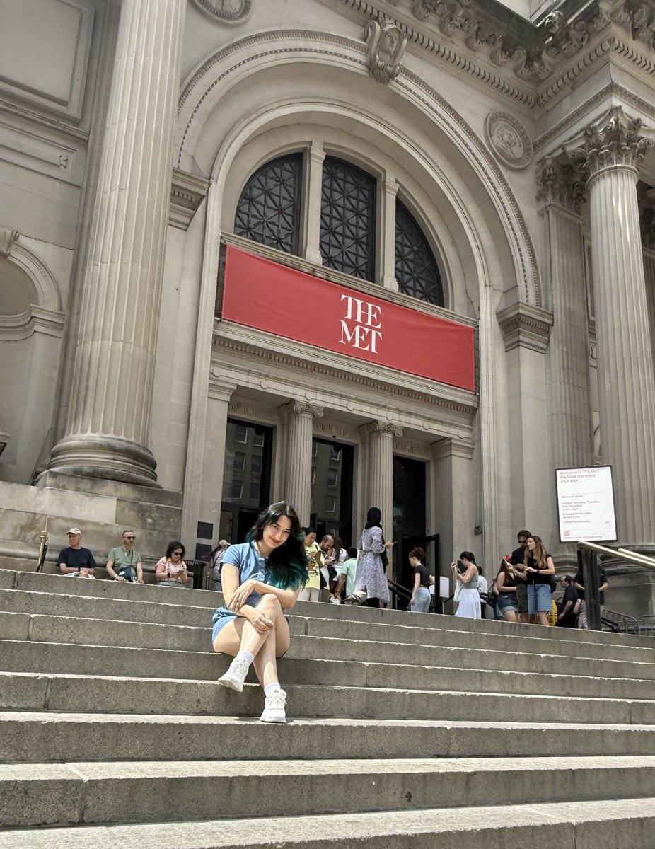 SPOTTED on the steps of the Met:

Pikahh on her second cup of matcha.