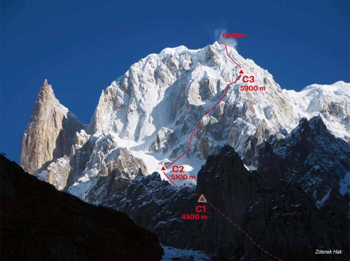 ¡POR FIN!, información de la 1ª ascensión por los checos Zdenek Hak y Radoslav Groh en la cara SE del pico Hunza, 6300m- #Karakórum:
"Eid al Adha" 2300m,  90°,  5+UIAA, M6+, WI5 
👉 explorersweb.com/new-route-on-h…