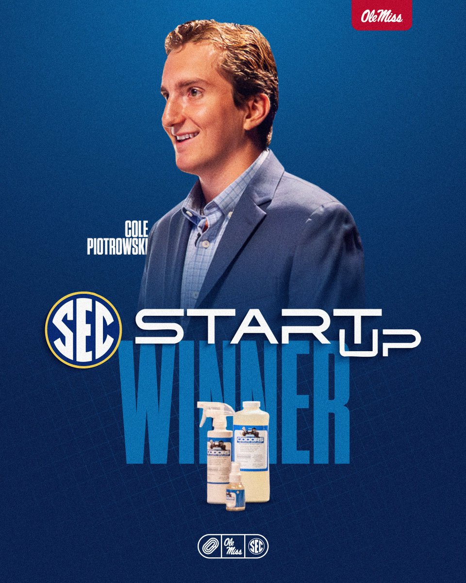 OleMissTrack's tweet image. Congrats to Ole Miss track alum Cole Piotrowski on winning the SEC Start-Up competition! His winning business idea Godors, a spray that eliminates sport-specific odors at their root with clean ingredients, received a $10,000 investment.
@TheSECU
#HottyToddy x #SECStartUp