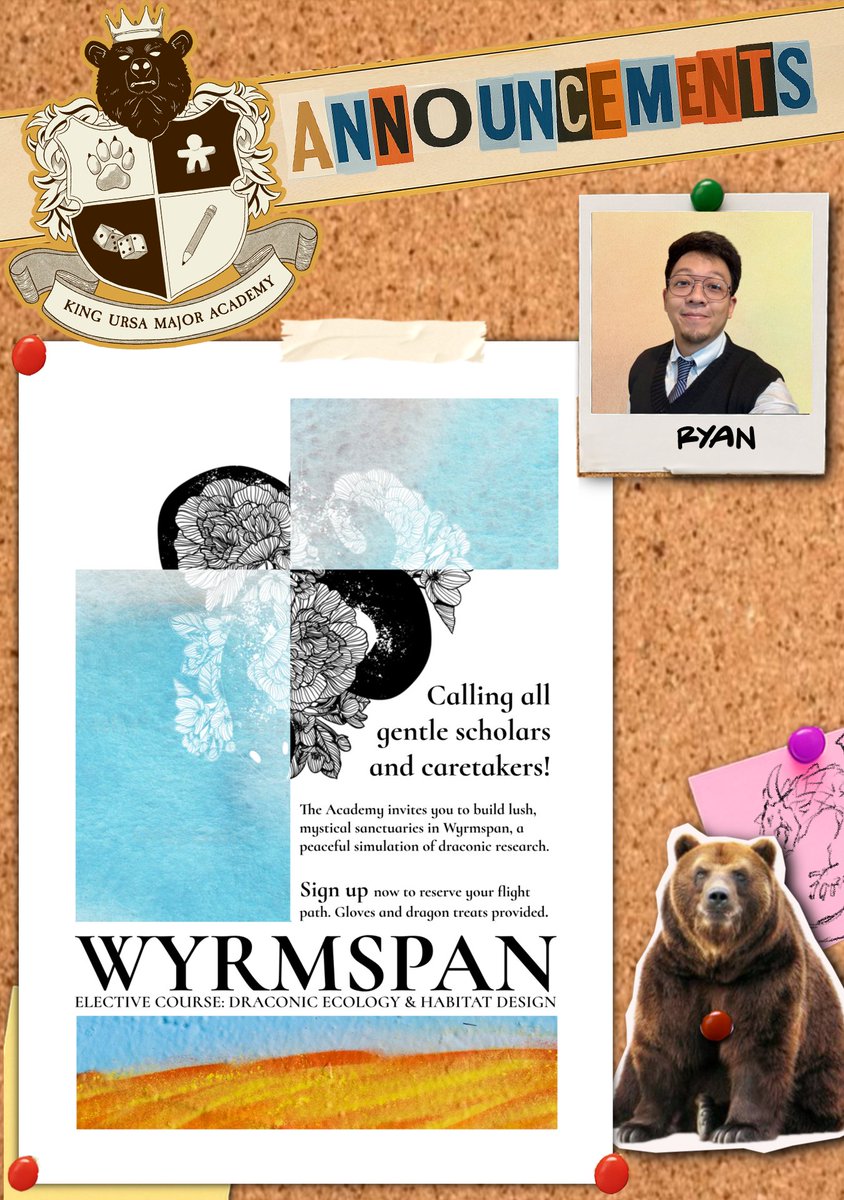 Bbg_ph's tweet image. Wyrmspan

ELECTIVE COURSE: Draconic Ecology &amp;amp; Habitat Design
Build mystical dragon sanctuaries in this cozy, clever simulation.

Gentle scholars wanted. Gloves and treats provided.

🗓️ July 20
⏰ 4–7PM &amp;amp; 9PM–12MN
🎲 GM: Ryan
Sign up with the link: forms.gle/KgQ2gUqJUnQiBF…

#BBG5