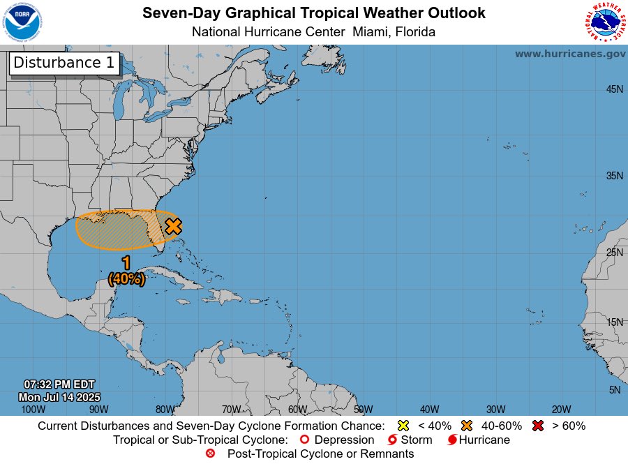 The NHC has upped development probabilities on #93L to 30/40% this evening.

93L continues to gradually organize, but will most likely develop in the Eastern Gulf by midweek.