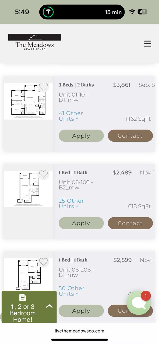 jaminwestby's tweet image. Nothing makes me feel better about my mortgage than seeing rental rates on a newly built apartment building in Glenwood.
These prices are more than my mortgage that includes 35 acres of Aspen forest, 4 beds, 2 baths, and an unfinished barn.