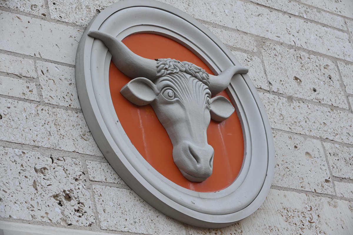 UTAustin's tweet image. Can you name where on campus you'd spot this Bevo before getting to the fourth picture?