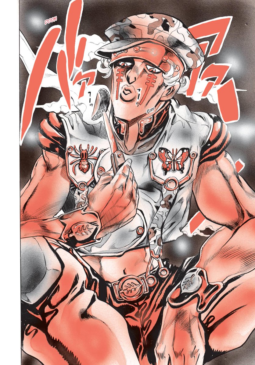 jjbatl's tweet image. July 15, 1999 (day prior to the final battle)
Josuke, Okuyasu, and Mikitaka encounter Toyohiro Kanedaichi.