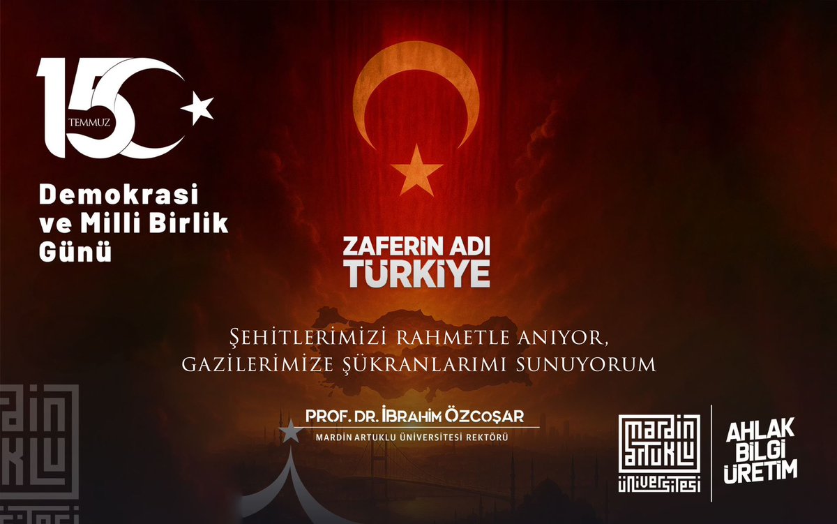 ibrahimozcosar's tweet image. 15 Temmuz’da canları pahasına destan yazan şehitlerimizi rahmetle anıyor, gazilerimize şükranlarımı sunuyorum.
Demokrasi ve Millî Birlik Günü Kutlu Olsun.

#15Temmuz Milletin Zaferi