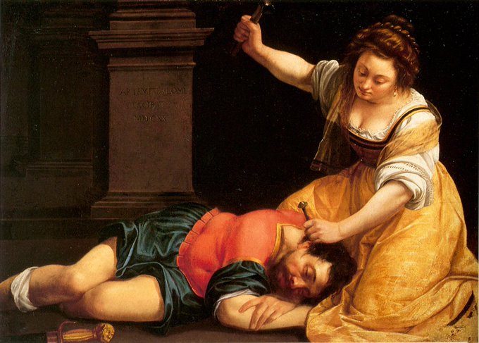 Jael and Sisera, 1620 by Artemisia Gentileschi, Italian Baroque painter and one of the most accomplished painters of her generation #womensart