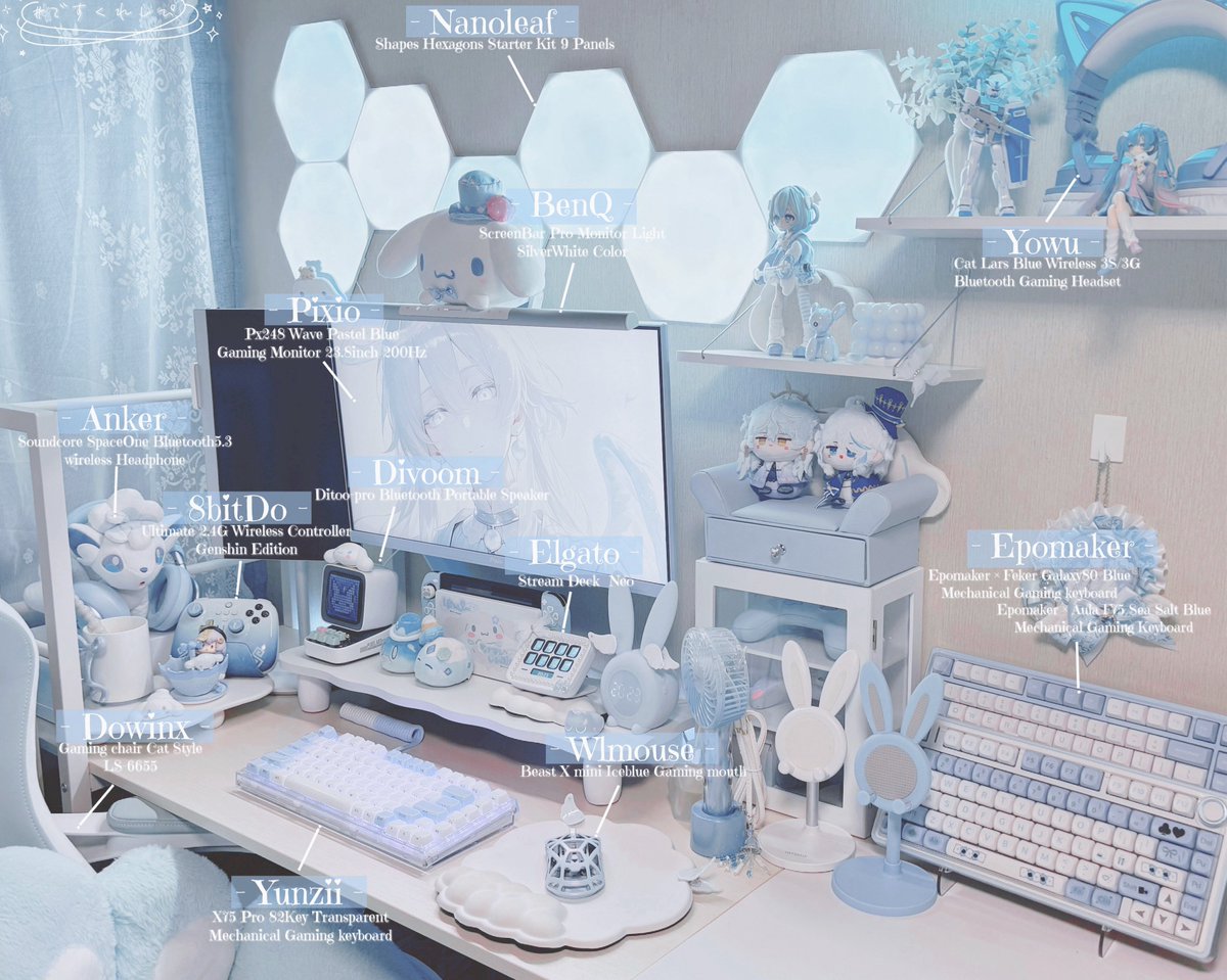 ray_mashiro's tweet image. 🔖𓂃𓈒 𓂂𓏸
#desksetup #デスクレシピ #deskrecipe #kawaiisetup #pixio #Epomaker #yunzii