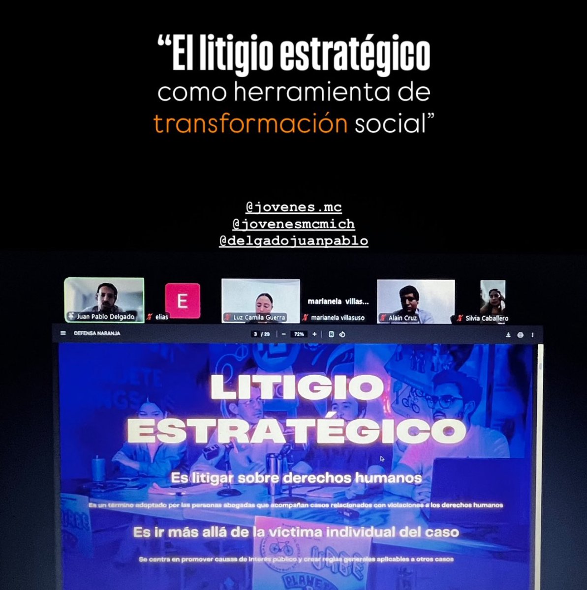 Encantado con la invitación de Jóvenes en Movimiento para hablar esta noche de litigio estratégico y más con la reacción para seguir trabajando por todo el país 🍊