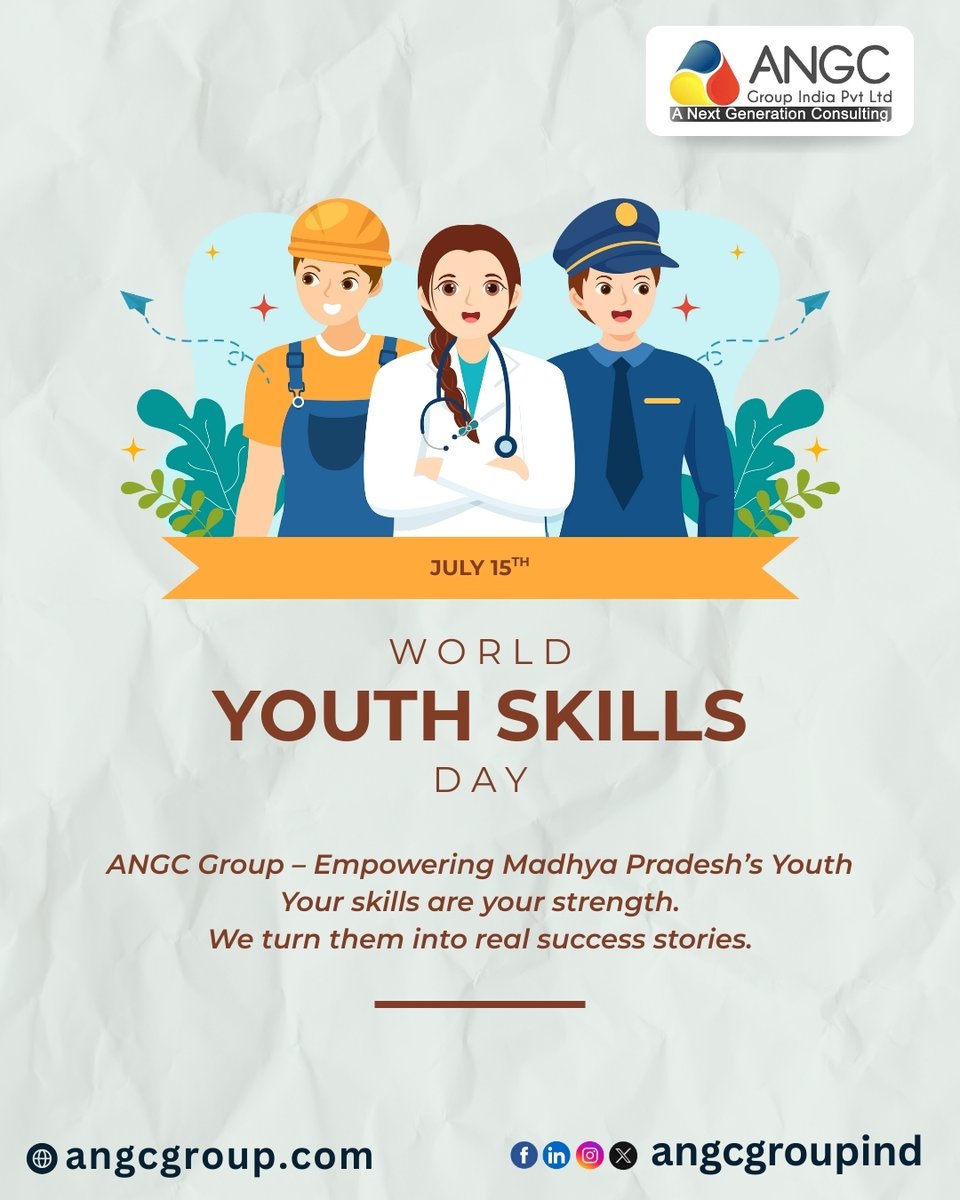 angcgroupind's tweet image. Madhya Pradesh Youth — Your Skills, Our Support!
On #WorldYouthSkillsDay, ANGC is here to turn your talent into triumph.
.
.
.
.
#ANGC #YouthEmpowerment #SkillsForSuccess #MadhyaPradeshYouth #MSME #StartupSupport #WorldYouthSkillsDay #GrowWithANGC #SkillIndia #IndustrialSupport