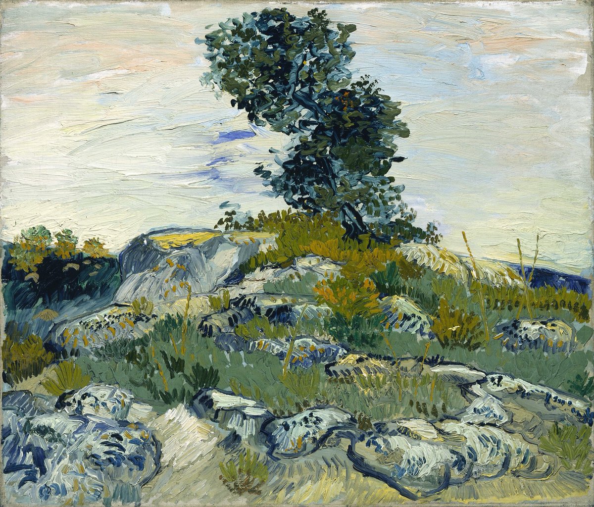 VanGoghTheLife's tweet image. #VanGogh of the Day: The Rocks, July 1888. Oil on canvas, 54.9 × 65.7 cm. The Museum of Fine Arts, Houston.
